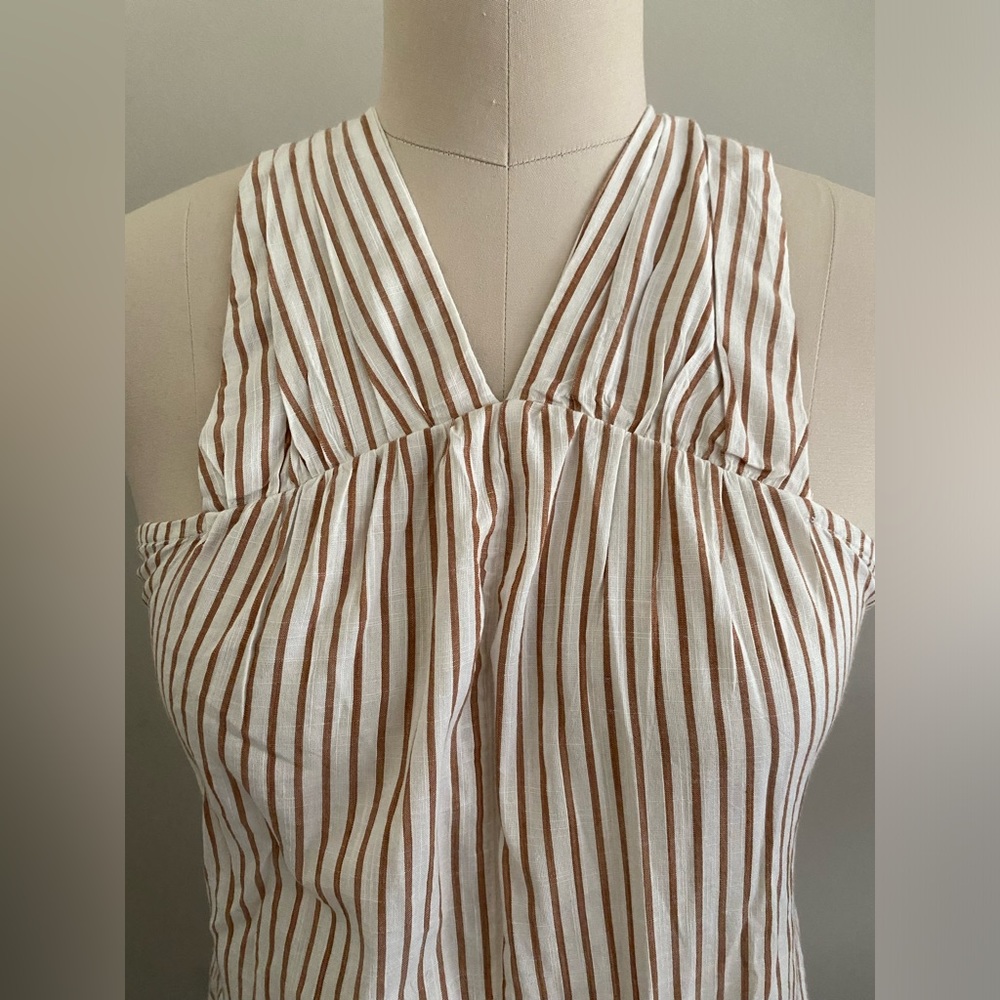 By Anthropologie Sleeveless Bow-Back Maxi Dress SIZE S new ivory stripes new nwt - Picture 6 of 7